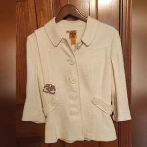 Tory Burch Ivory Textured Blazer